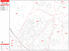 Lake Forest Digital Map Red Line Style